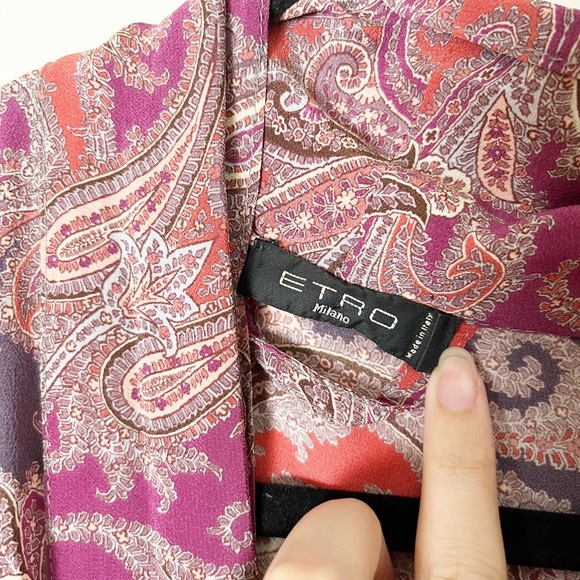 Etro Milano 100% Silk Paisley Pink Purple Short Robe Small - Picture 3 of 3